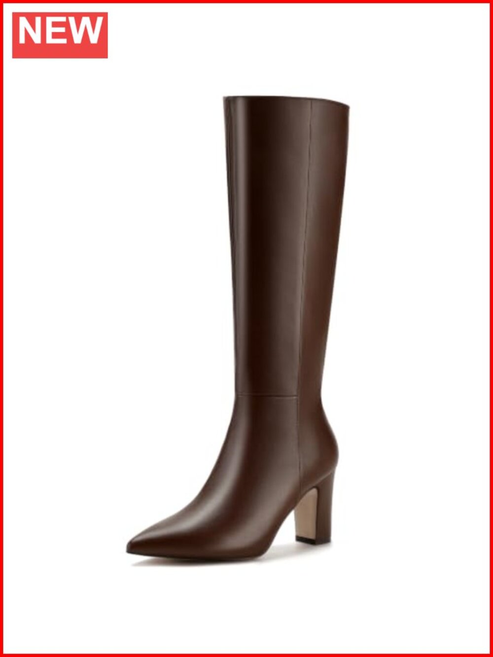 Pointed Toe Knee High Boots Chunky Block Heel Tall Long Fall Boots